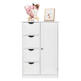 HAOYYE Single Door Bathroom Storage Cabinet with Four Drawers, White, Space-Saving Modern Design, Durable Construction, Easy Assembly, Perfect for Organizing Toiletries and Bathroom Essentials
